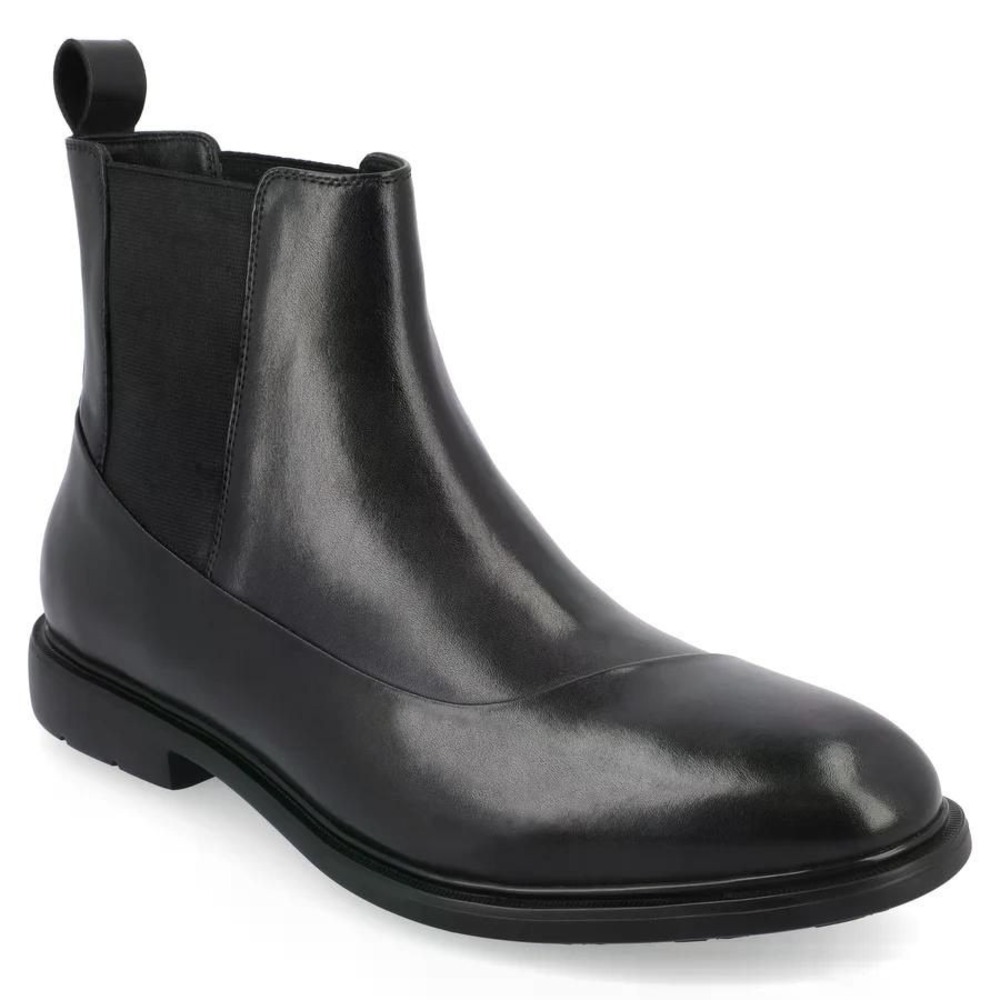 Thomas & Vine Hanford Plain Toe Chelsea Boot Black Leather Mens 10
